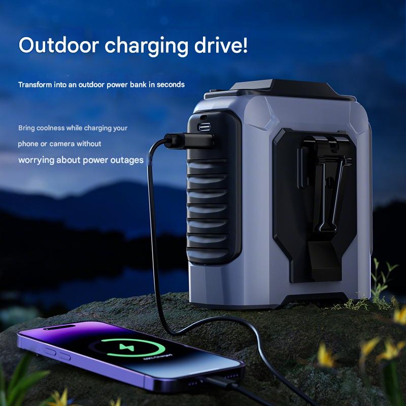 Mini waist-mounted fan with USB charging, portable turbo digital display
