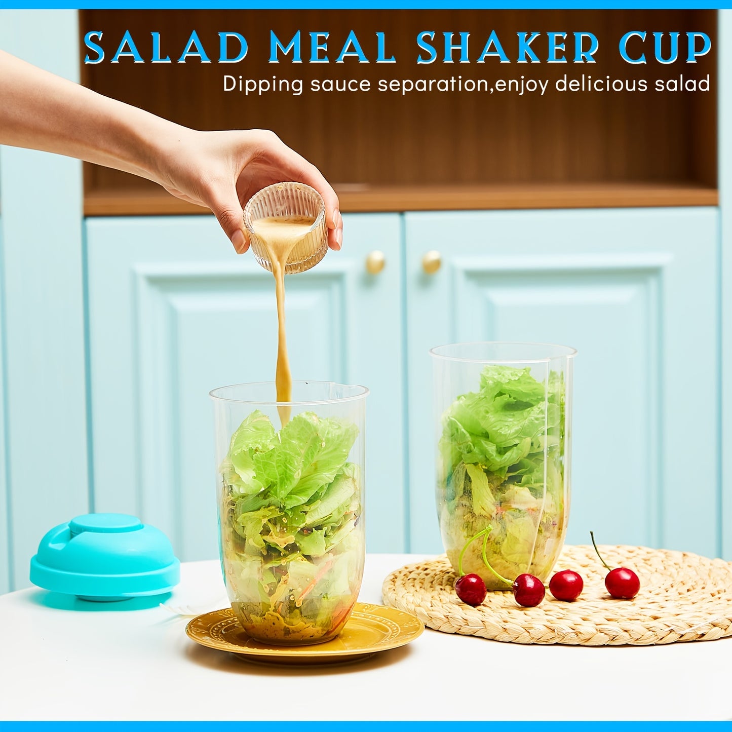 🥗 Eat healthy anytime, anywhere! 4 portable salad cups (with lids and forks)—a must-have for your trip! ✨