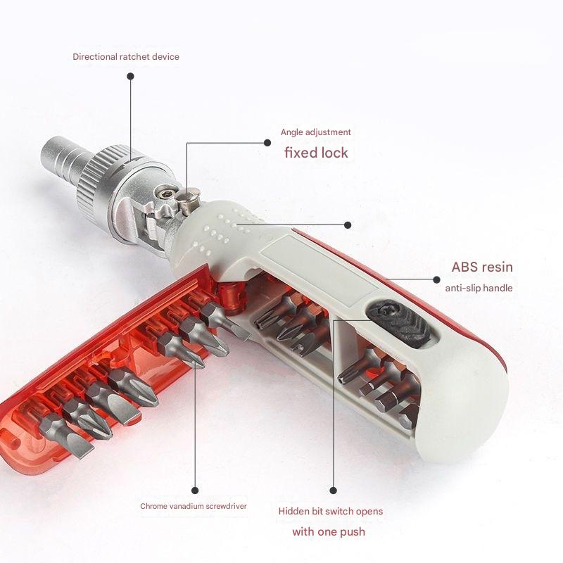 🛠️ 15-in-1 Multi-function Ratchet Screwdriver · Multi-angle Bit Set