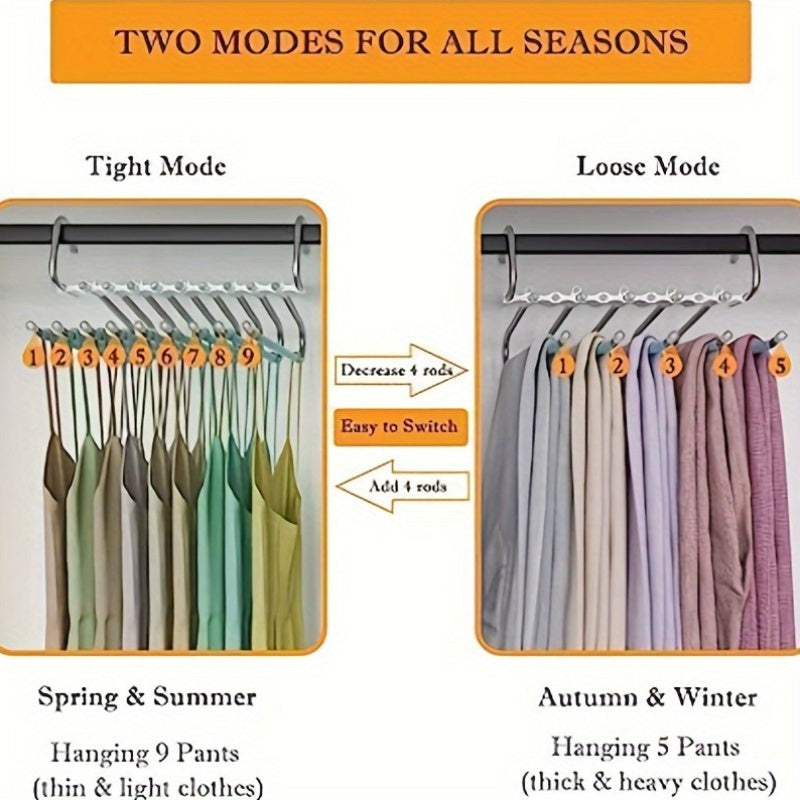 Space-saving S-shaped trouser hanger | Stainless steel non-slip design | 9-tier storage rack