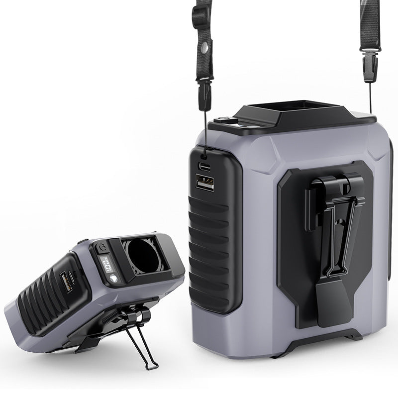 Mini waist-mounted fan with USB charging, portable turbo digital display