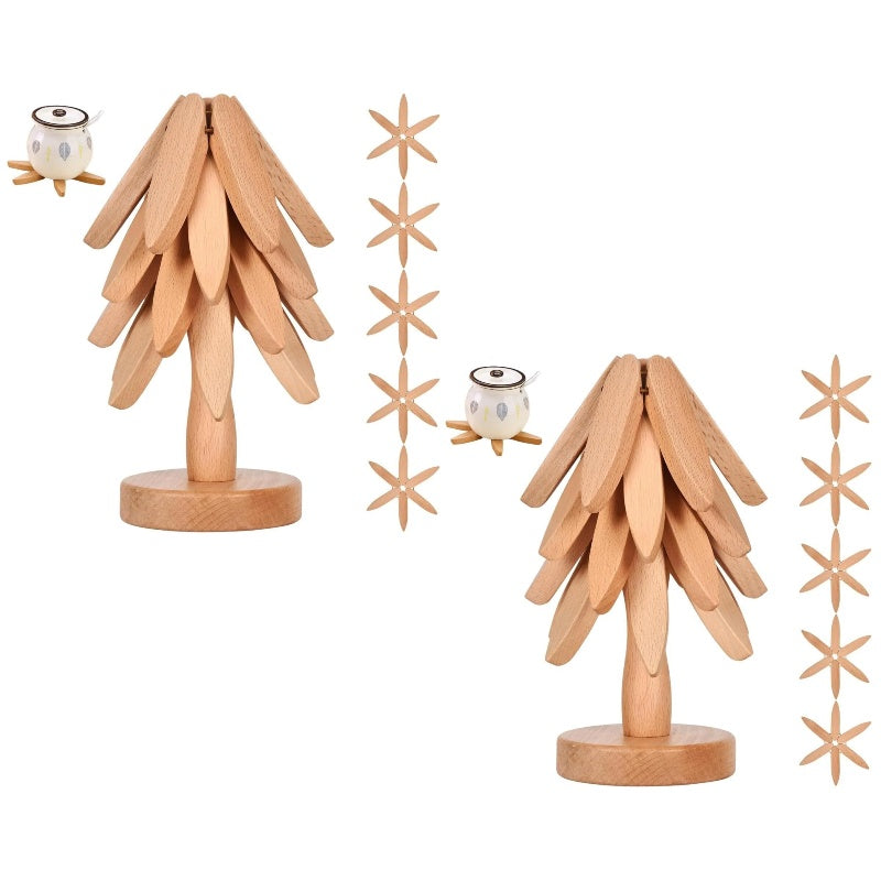 🍳Solid wood insulation pad, tree-shaped tripod set