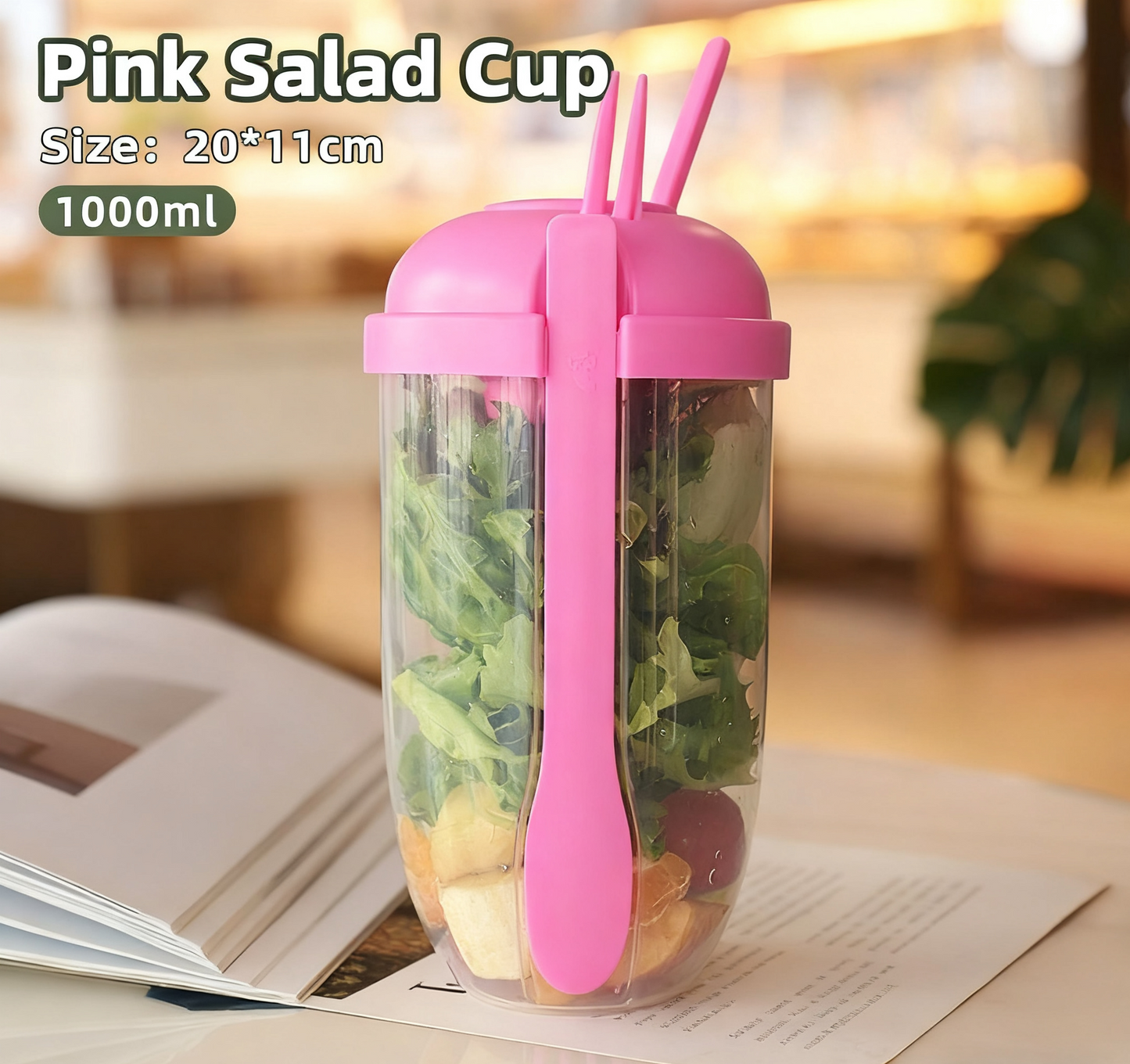 🥗 Eat healthy anytime, anywhere! 4 portable salad cups (with lids and forks)—a must-have for your trip! ✨