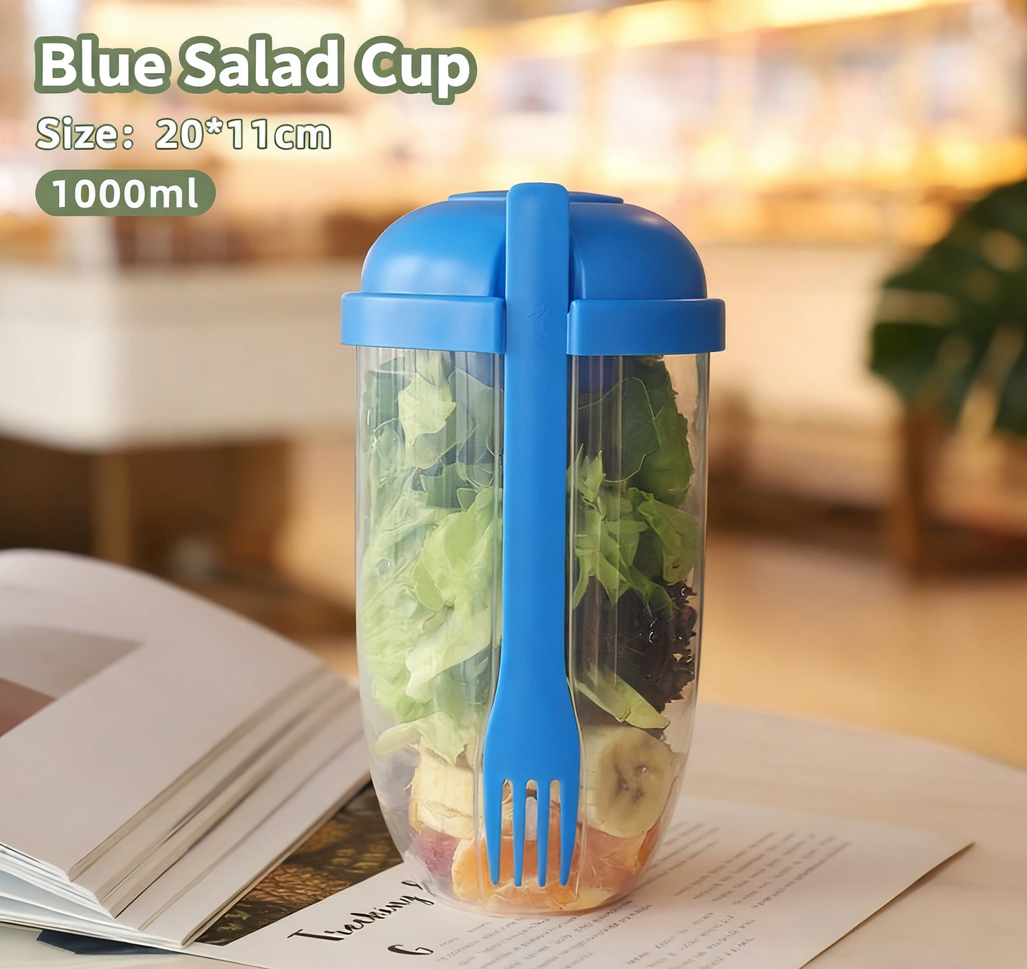 🥗 Eat healthy anytime, anywhere! 4 portable salad cups (with lids and forks)—a must-have for your trip! ✨