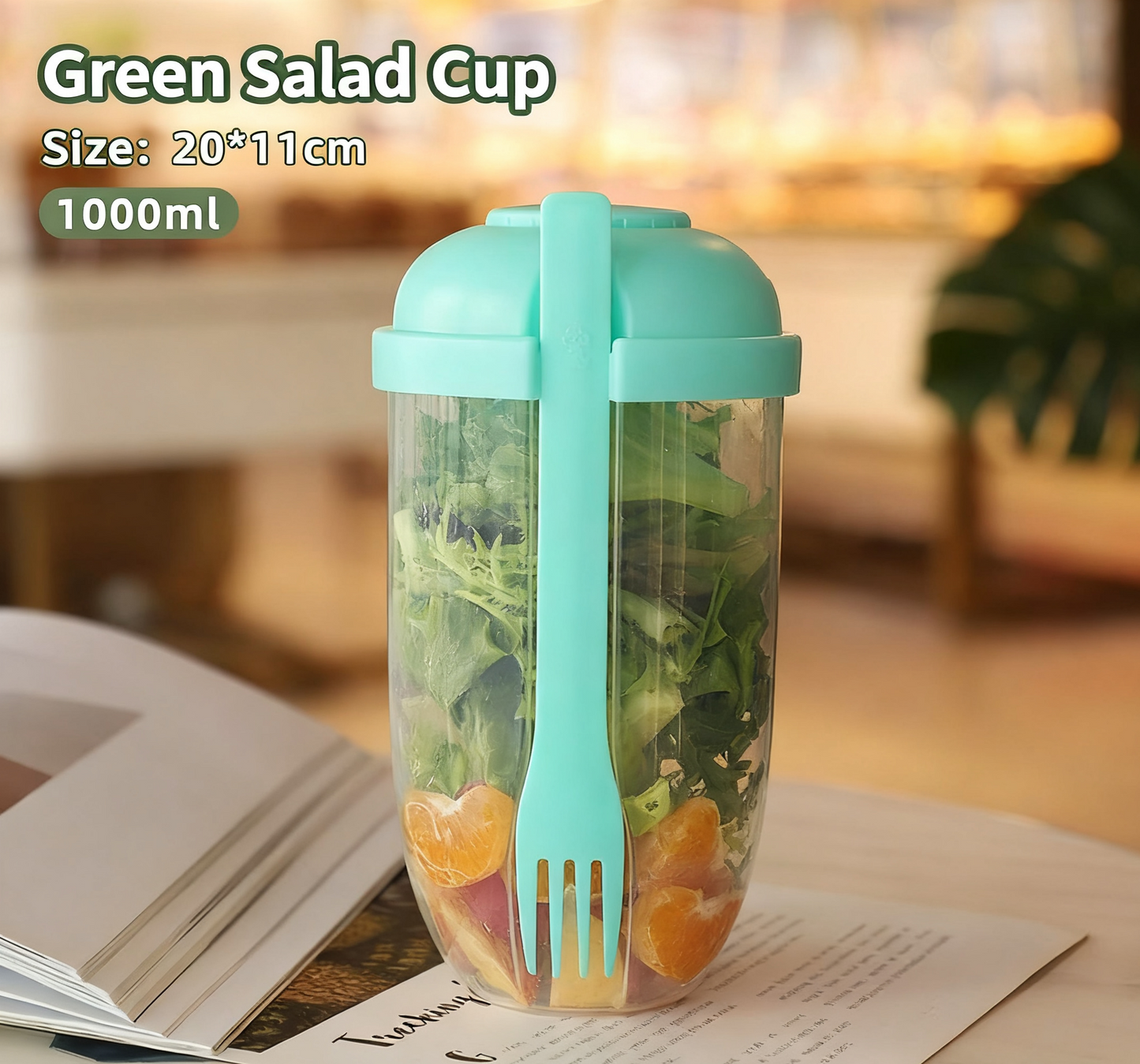 🥗 Eat healthy anytime, anywhere! 4 portable salad cups (with lids and forks)—a must-have for your trip! ✨