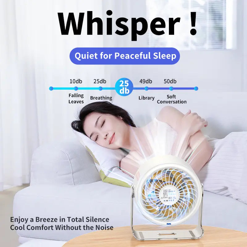 Powerful and silent desktop fan đ¨ Rechargeable ¡ Smart digital display ¡ 100 wind speed levels
