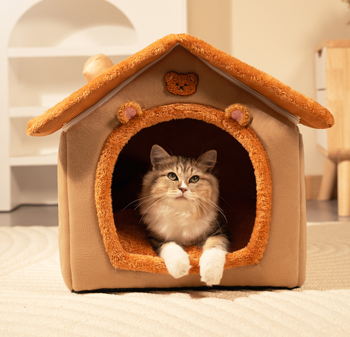 Four-season universal detachable and washable semi-enclosed cat and dog bed