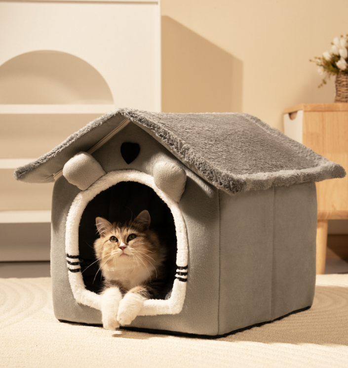 Four-season universal detachable and washable semi-enclosed cat and dog bed