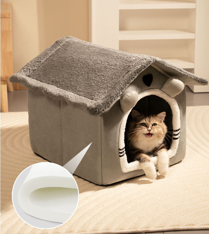 Four-season universal detachable and washable semi-enclosed cat and dog bed