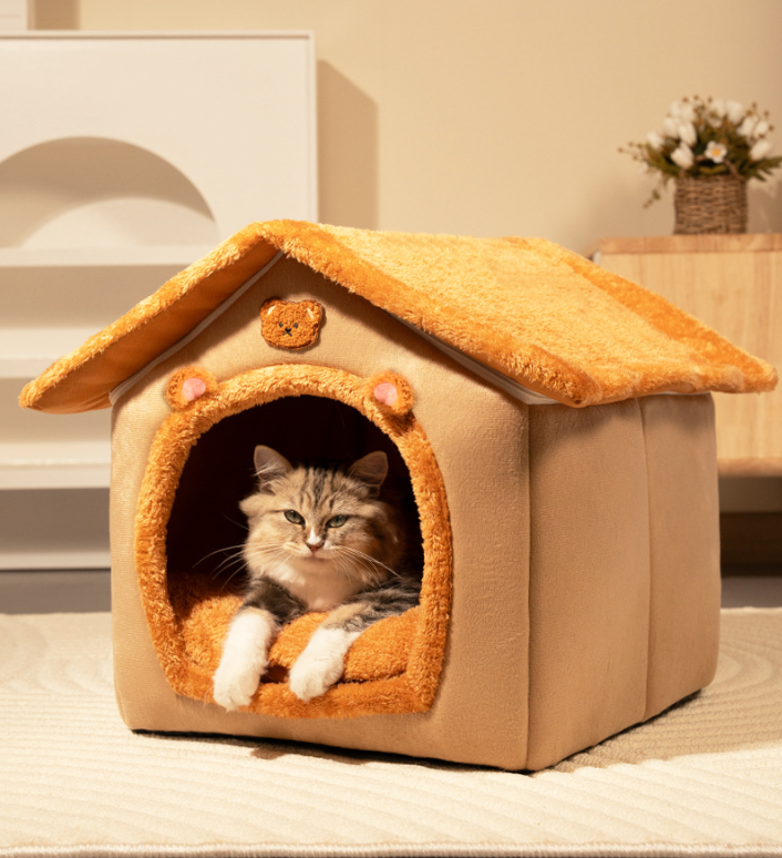 Four-season universal detachable and washable semi-enclosed cat and dog bed