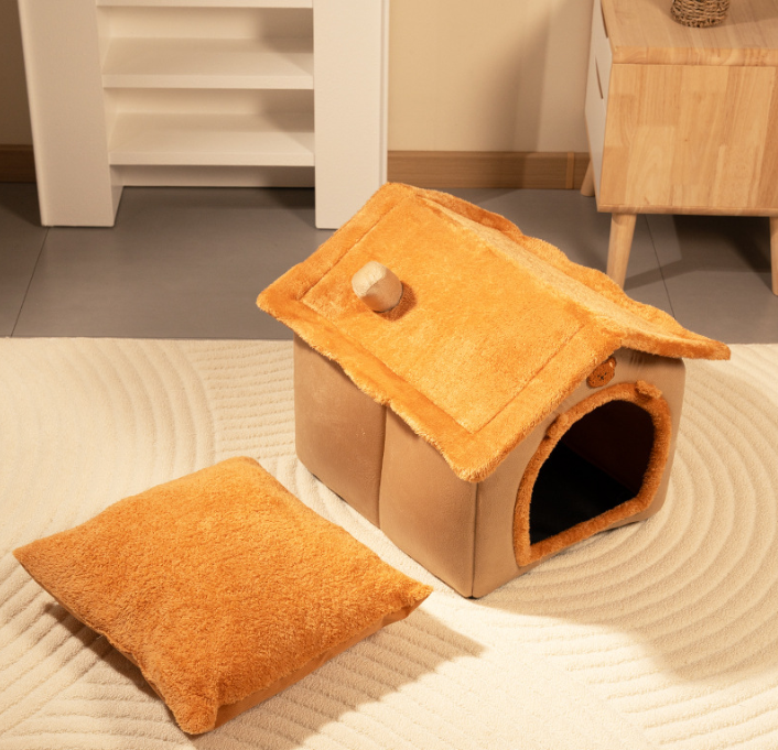 Four-season universal detachable and washable semi-enclosed cat and dog bed