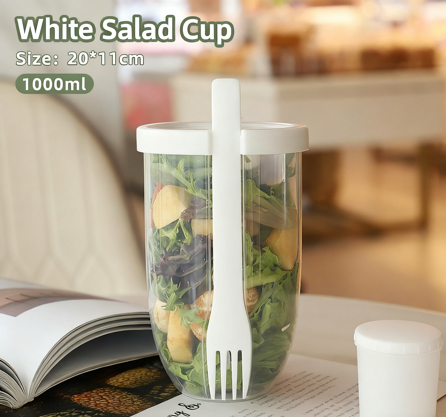 🥗 Eat healthy anytime, anywhere! 4 portable salad cups (with lids and forks)—a must-have for your trip! ✨
