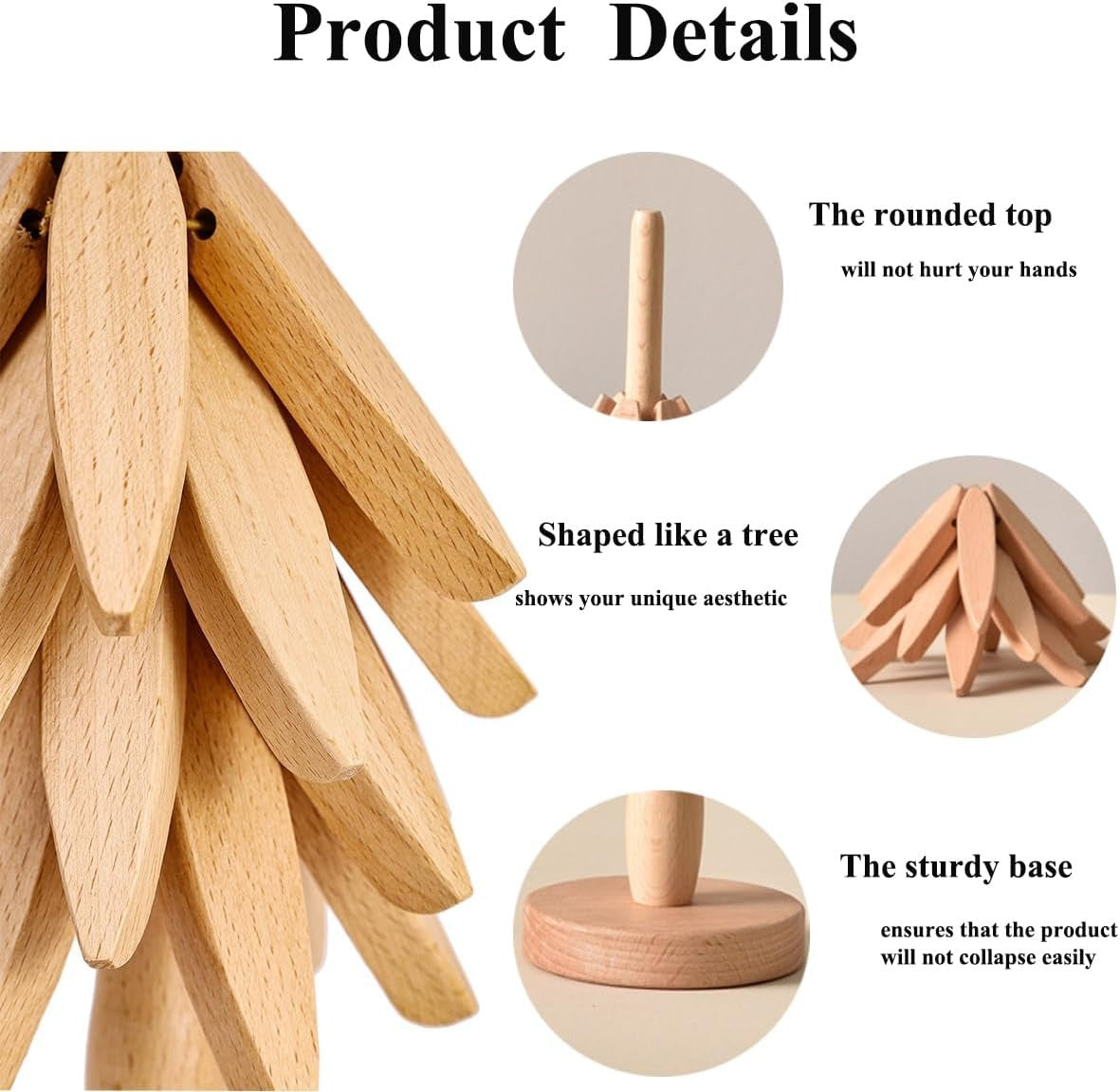 🍳Solid wood insulation pad, tree-shaped tripod set