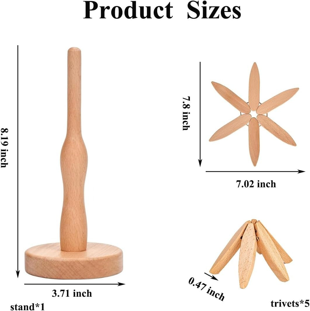 🍳Solid wood insulation pad, tree-shaped tripod set