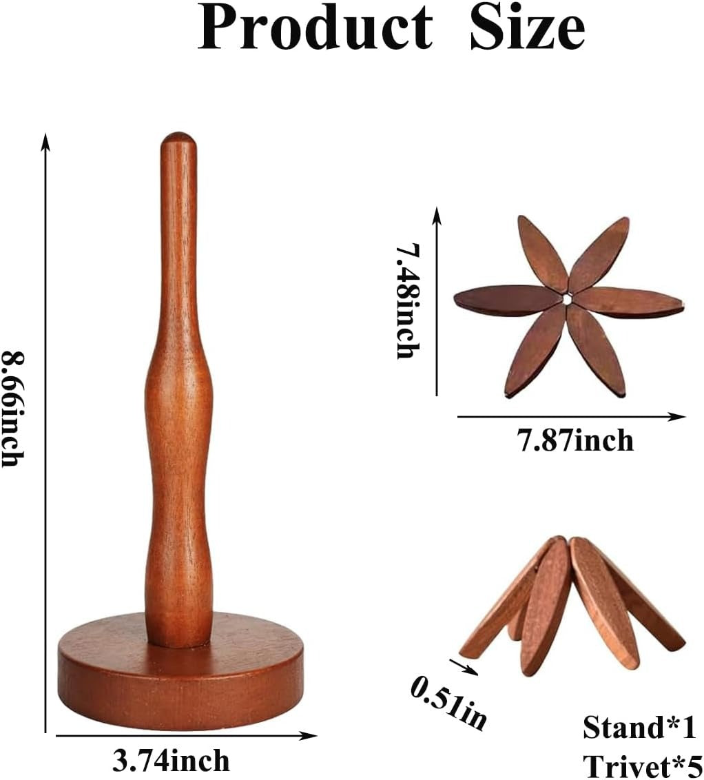 🍳Solid wood insulation pad, tree-shaped tripod set
