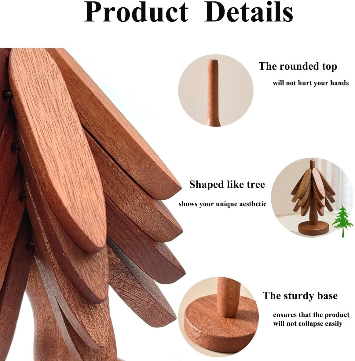 🍳Solid wood insulation pad, tree-shaped tripod set