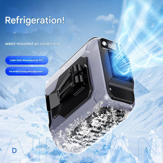 Mini waist-mounted fan with USB charging, portable turbo digital display
