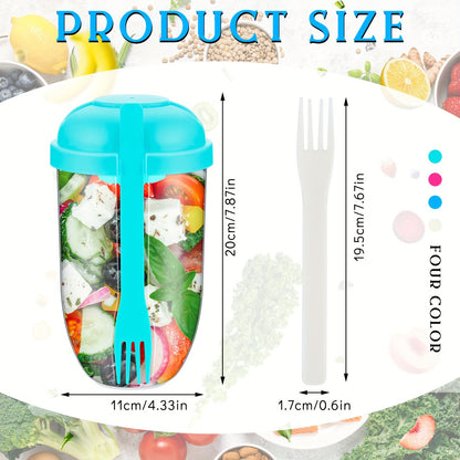 🥗 Eat healthy anytime, anywhere! 4 portable salad cups (with lids and forks)—a must-have for your trip! ✨