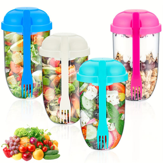 🥗 Eat healthy anytime, anywhere! 4 portable salad cups (with lids and forks)—a must-have for your trip! ✨