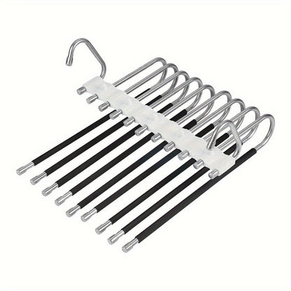 Space-saving S-shaped trouser hanger | Stainless steel non-slip design | 9-tier storage rack