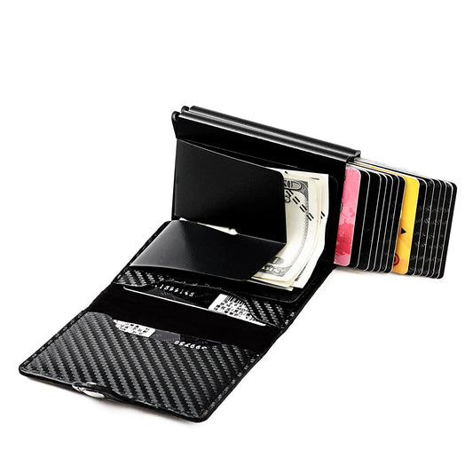 Credit Card Holder, Slim Card Case RFID Auto Pop up Travel Thin Wallets for Men