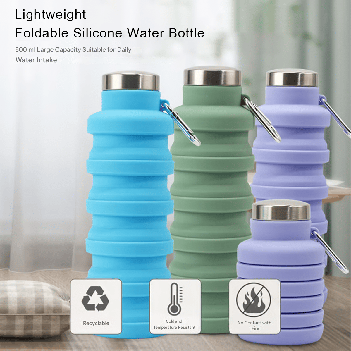 🏆Hot Sale🔥🔥Silicone foldable water bottle – Ideal for sports. travel & outdoor – Reusable & BPA-free
