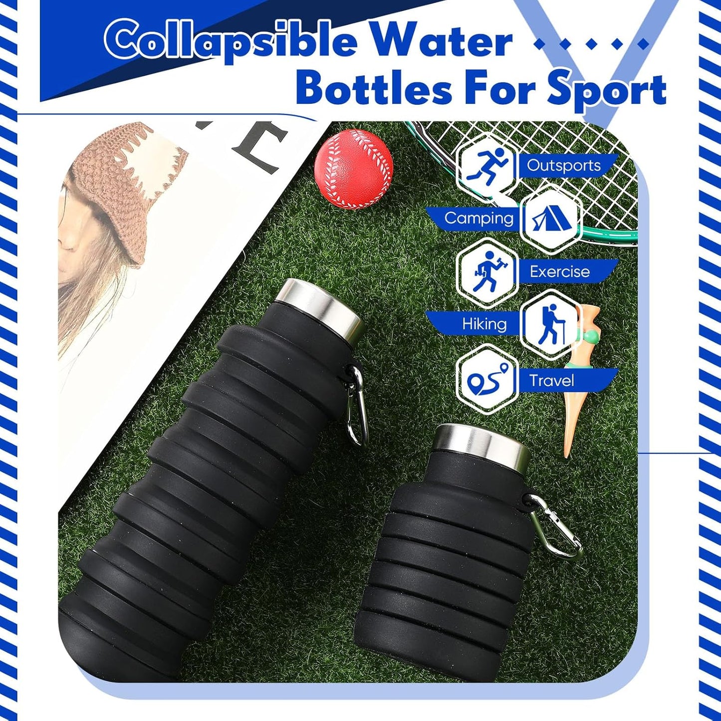🏆Hot Sale🔥🔥Silicone foldable water bottle – Ideal for sports. travel & outdoor – Reusable & BPA-free