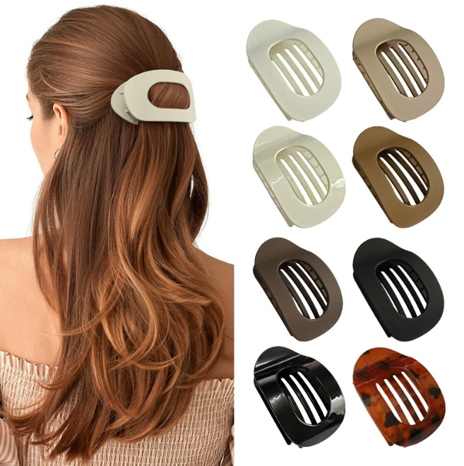 💇‍♀️Oval acrylic hair clip set | ✨Seamless flat frosted hair clips | Elegant and simple, everyday wear, the ideal gift for her🎁
