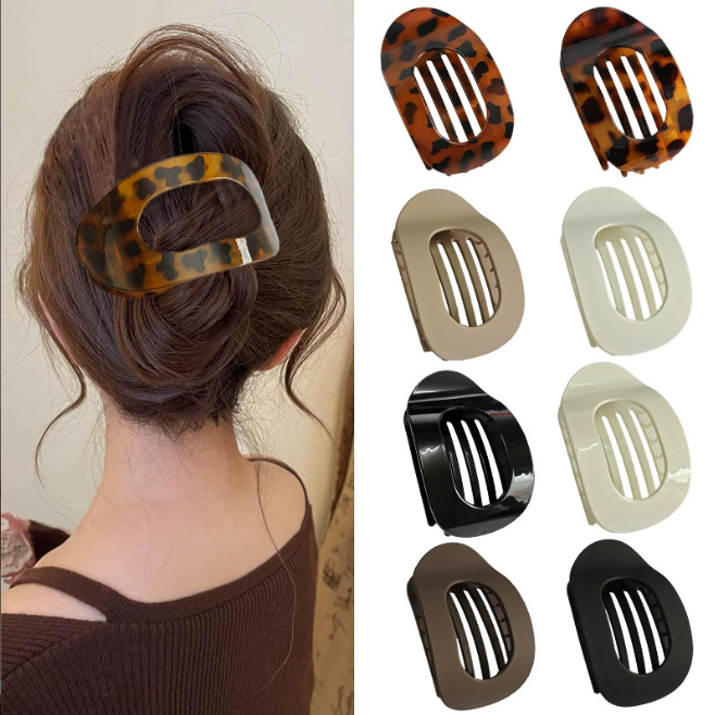 💇‍♀️Oval acrylic hair clip set | ✨Seamless flat frosted hair clips | Elegant and simple, everyday wear, the ideal gift for her🎁