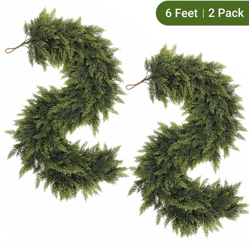 🎄Christmas Special 🔥 6-foot Artificial Cedar Wreath Set of 2 | Holiday Porch Decoration, Durable and Easy to Style