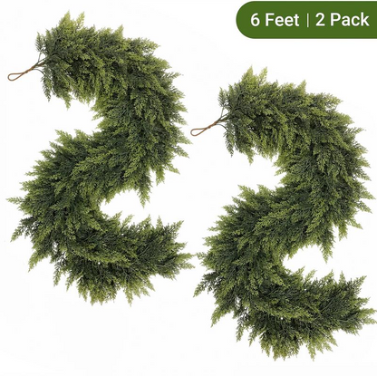 🎄Christmas Special 🔥 6-foot Artificial Cedar Wreath Set of 2 | Holiday Porch Decoration, Durable and Easy to Style