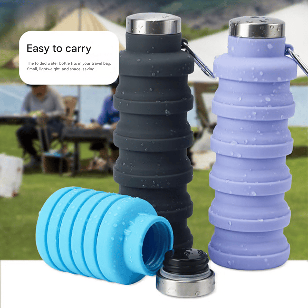 🏆Hot Sale🔥🔥Silicone foldable water bottle – Ideal for sports. travel & outdoor – Reusable & BPA-free