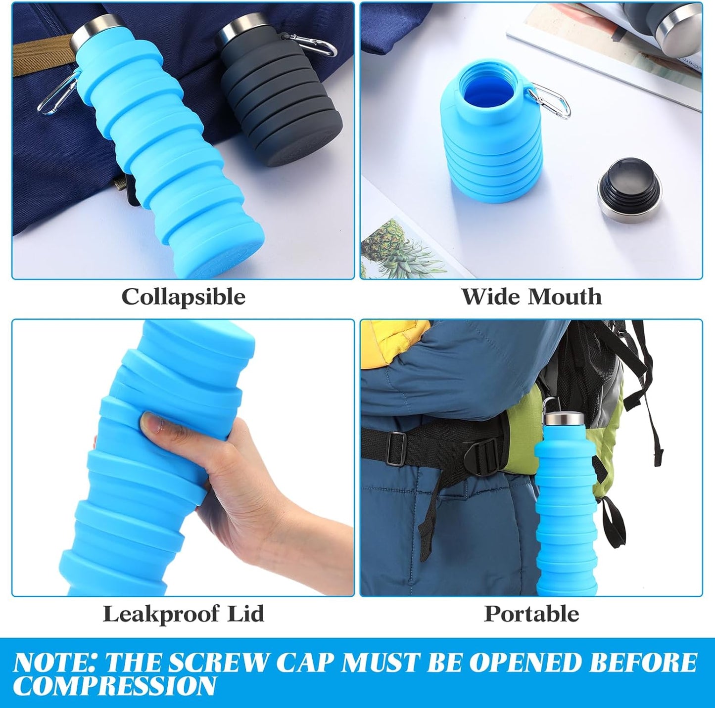 🏆Hot Sale🔥🔥Silicone foldable water bottle – Ideal for sports. travel & outdoor – Reusable & BPA-free