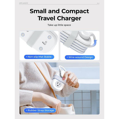 Travel Power Strip. ORICO 4 Outlets 3 USB Ports (1 USB C) with 4FT Wrapped Short Extension Cord Small Power Strip