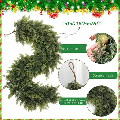🎄Christmas Special 🔥 6-foot Artificial Cedar Wreath Set of 2 | Holiday Porch Decoration, Durable and Easy to Style