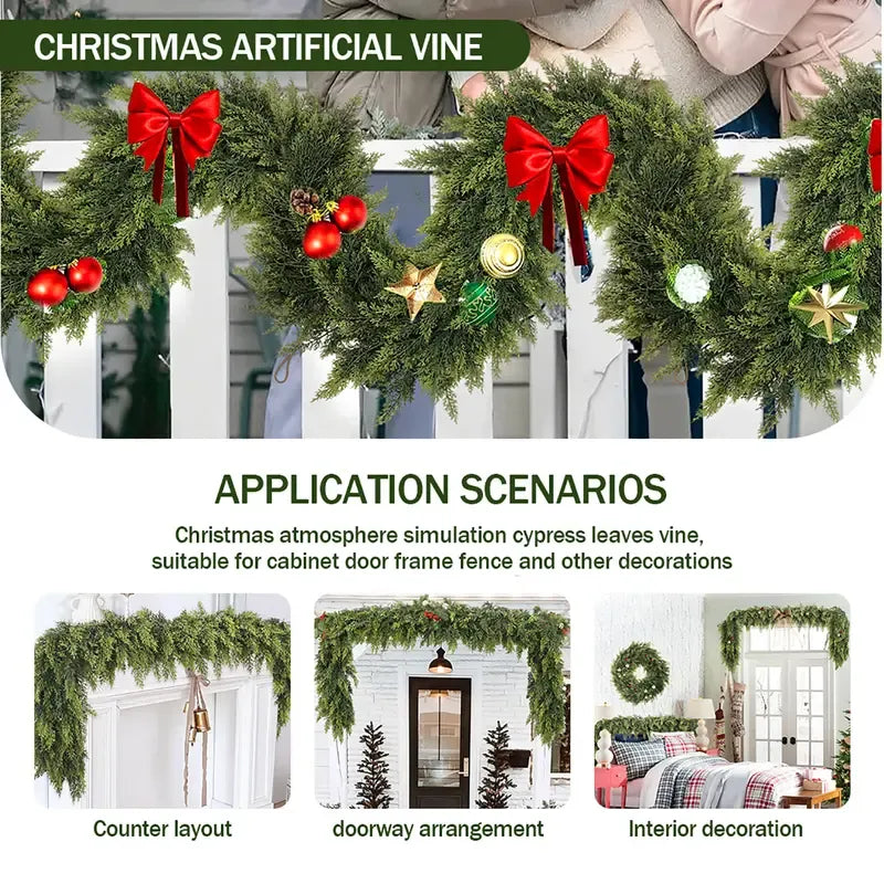 🎄Christmas Special 🔥 6-foot Artificial Cedar Wreath Set of 2 | Holiday Porch Decoration, Durable and Easy to Style