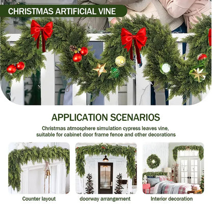 🎄Christmas Special 🔥 6-foot Artificial Cedar Wreath Set of 2 | Holiday Porch Decoration, Durable and Easy to Style