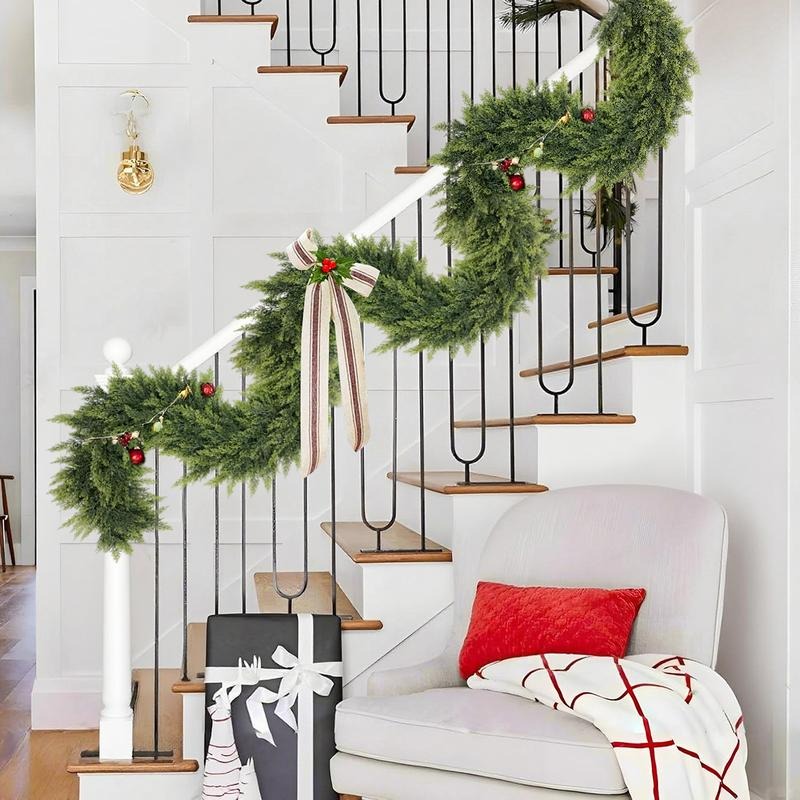 🎄Christmas Special 🔥 6-foot Artificial Cedar Wreath Set of 2 | Holiday Porch Decoration, Durable and Easy to Style