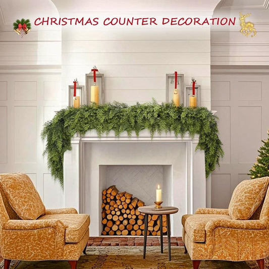 🎄Christmas Special 🔥 6-foot Artificial Cedar Wreath Set of 2 | Holiday Porch Decoration, Durable and Easy to Style