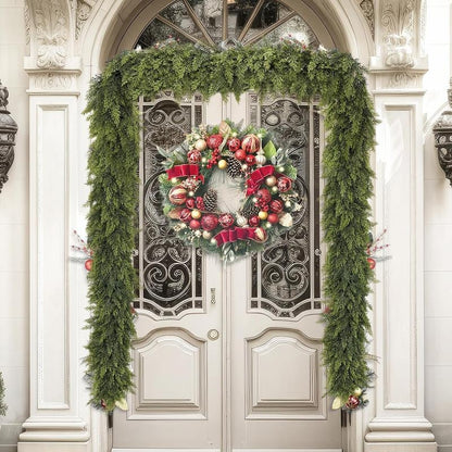 🎄Christmas Special 🔥 6-foot Artificial Cedar Wreath Set of 2 | Holiday Porch Decoration, Durable and Easy to Style