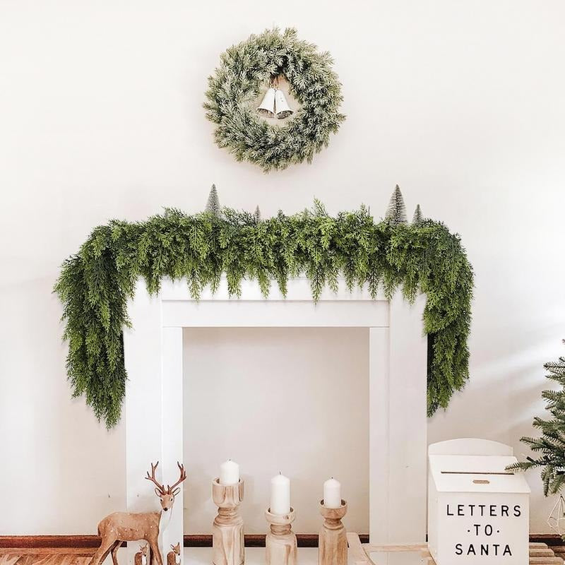 🎄Christmas Special 🔥 6-foot Artificial Cedar Wreath Set of 2 | Holiday Porch Decoration, Durable and Easy to Style